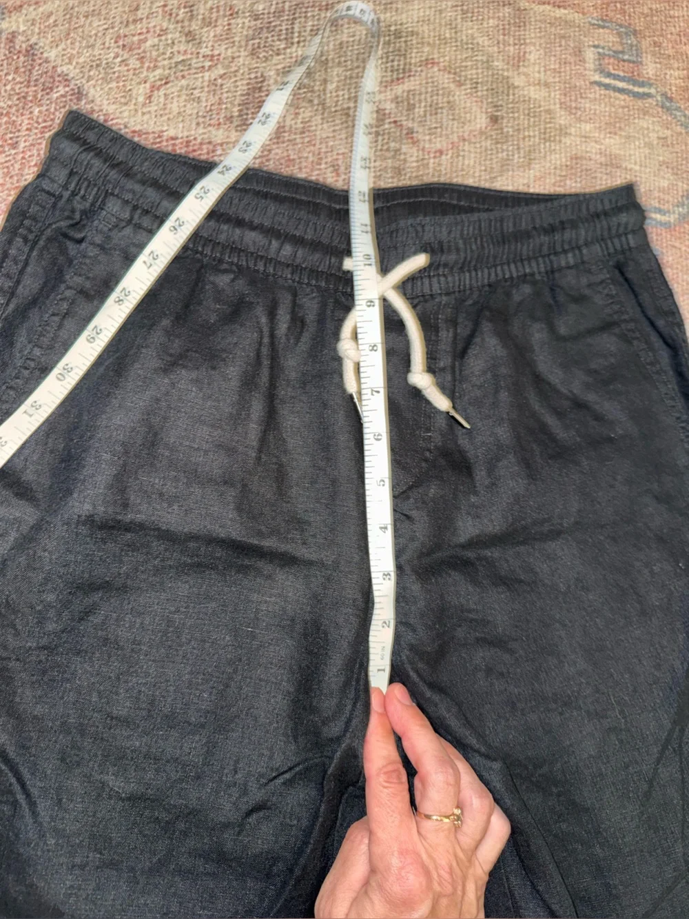 Quince European linen black drawstring beach pants size small like new